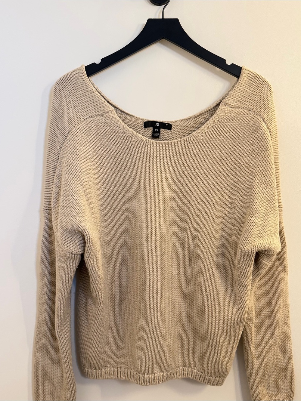 Banana Republic Scoop Neck Knit Sweater in Light Beige